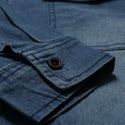 Camisa Jeans Masculina Slim com Capuz Walking de Inverno SantoGato