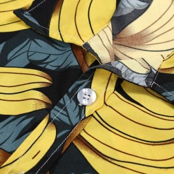 Camisa Estampada Floral Frutas e Bananas Manga Curta Moda Praia SantoGato