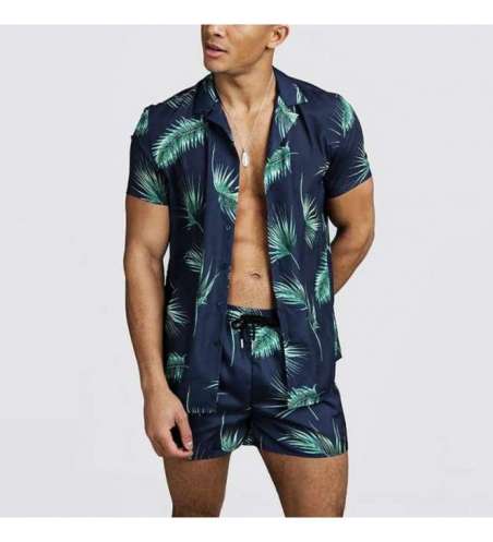 Conjunto Floral Praia Masculino Kit com Camisa e Short Combinando