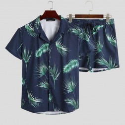 Conjunto Floral Praia Masculino Kit com Camisa e Short Combinando SantoGato