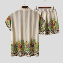 Conjunto Floral de Praia Masculino Kit com Camisa e Short SantoGato