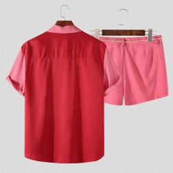 Conjunto Rosa de Praia Moda LGBT Kit com Short e Camisa SantoGato