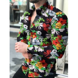 Camisa Floral Masculina Social Colada Mercado Slim Fit SantoGato