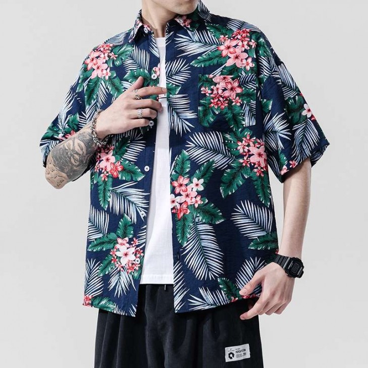 Camisa Floral Masculina Praia Havaiana Plus Size SantoGato