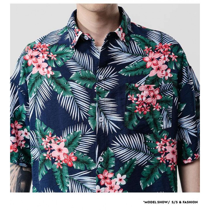 Camisa Floral Masculina Praia Havaiana Plus Size SantoGato