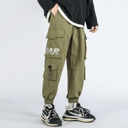 Calças Streetwear masculina estilo Jogger preta larga com elástico SantoGato