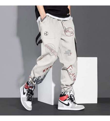 Calça Moda Coreana Jogger Masculina com Estampas Cartoon Streetwear