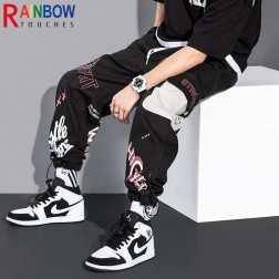 Calça Moda Coreana Jogger Masculina com Estampas Cartoon Streetwear SantoGato