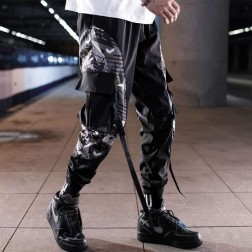 Calça StreetWear Jogger Masculina Cargo Preta Sarja moda Techwear SantoGato