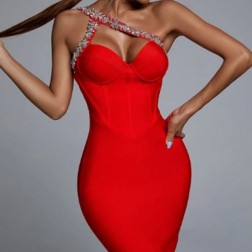 Vestido de Luxo Vermelho Sexy de Festa Noite Social SantoGato
