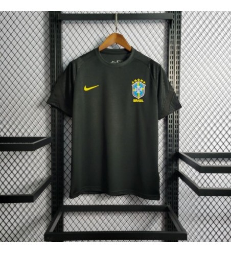 Camiseta do Brasil Preta Dri-Fit Tecido Liso Minimalista