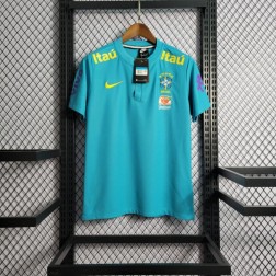 Camiseta Masculina Gola Polo do Brasil DRI-FIT Azul Claro Seleção Brasileira Copa do Mundo SantoGato