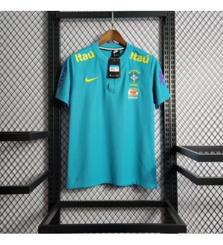 Camiseta Masculina Gola Polo do Brasil DRI-FIT Azul Claro Seleção Brasileira Copa do Mundo