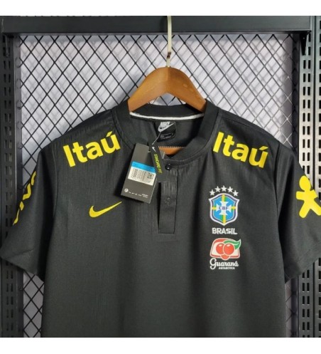 Camisa da Seleção Brasileira Preta Gola Polo Viagem Copa do Mundo