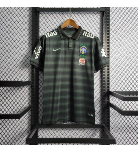 Camisa do Brasil Polo Listrada Verde Escuro Nike Torcedor