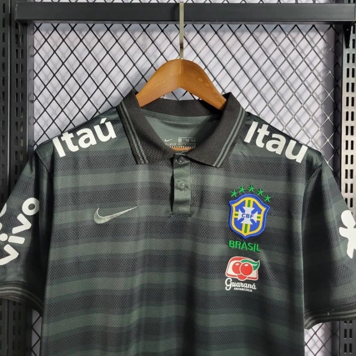 Camisa do Brasil Polo Listrada Verde Escuro Nike Torcedor Tamanho PP Cores  Preto