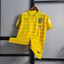 Polo do Brasil Listrada Amarela e Verde Copa do mundo Seleção SantoGato