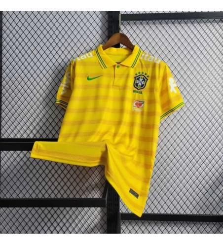 Polo do Brasil Listrada Amarela e Verde Copa do mundo Seleção
