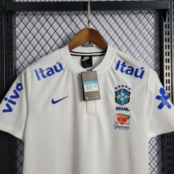 Camiseta do Brasil Azul e Branca de Treino Copa do Mundo SantoGato