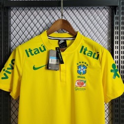 Camiseta Masculina Amarela da Seleção Brasileira Polo Torcedor SantoGato