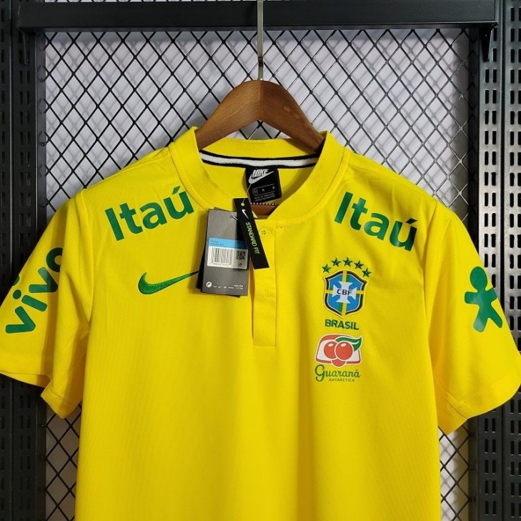 Camiseta Masculina Amarela da Seleção Brasileira Polo Torcedor Tamanho G  Cores Amarelo