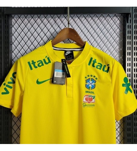 Camiseta Masculina Amarela da Seleção Brasileira Polo Torcedor