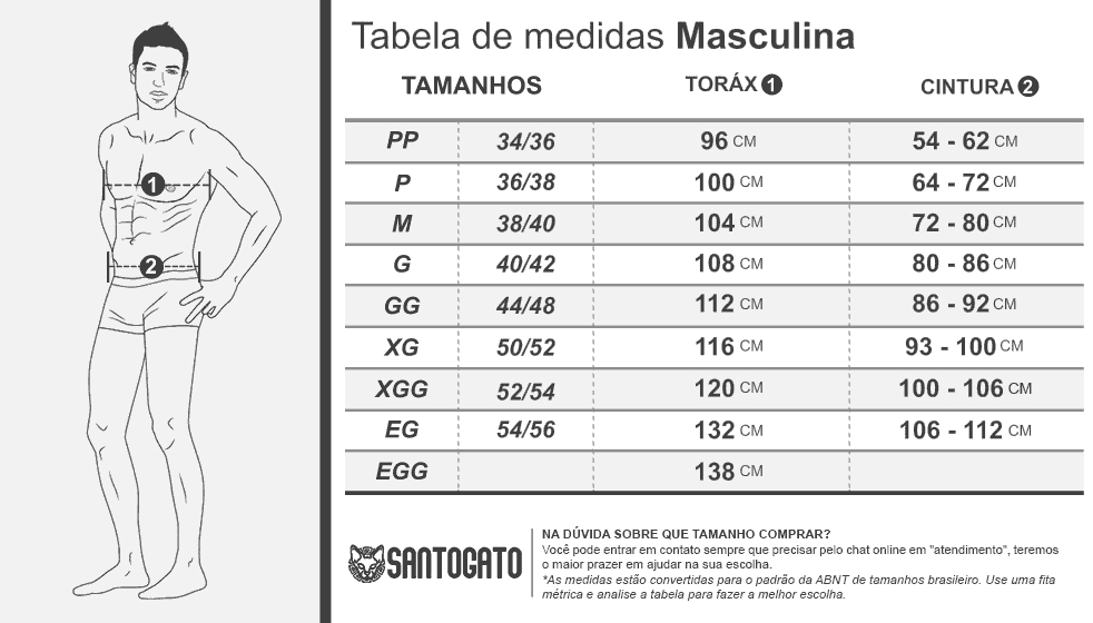 Medidas de Roupas Masculinas